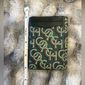 Coach Magnetic Card Case With Monogram Print - Green